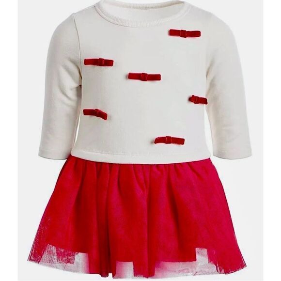 First Impressions Red Tulle Tutu Bow Christmas Valentine's Dress sz 12 Months - Picture 2 of 8